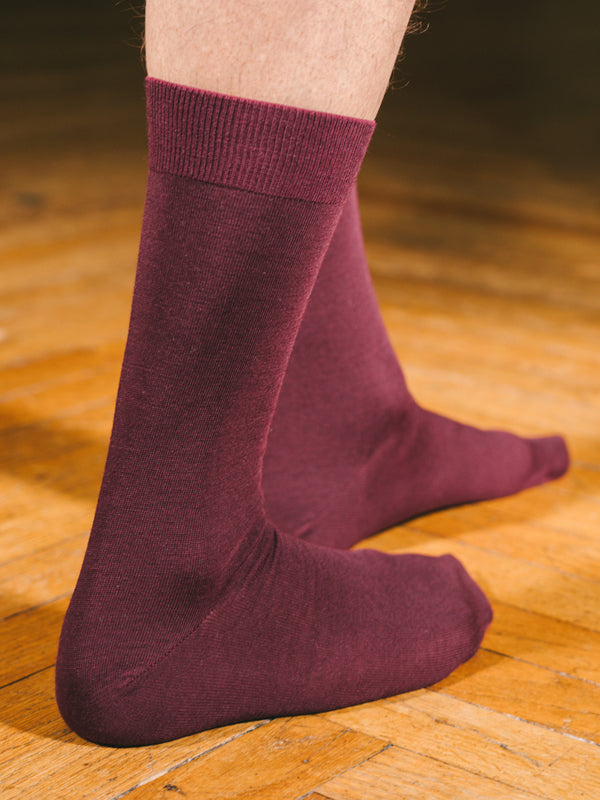 Pétrone chaussettes laine mérinos bordeaux foncé homme#couleur_bordeaux-foncé