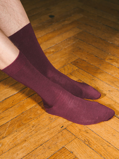 Pétrone chaussettes laine mérinos bordeaux foncé homme#couleur_bordeaux-foncé