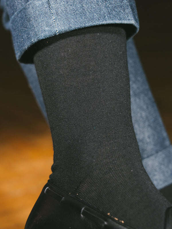 Pétrone chaussettes laine mérinos noir homme#couleur_noir