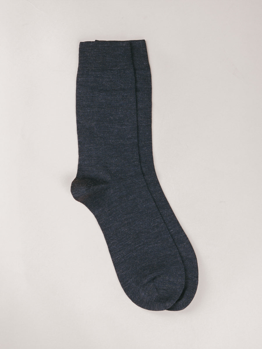 Pétrone chaussettes laine mérinos bleu chiné homme#couleur_bleu-marine-chiné