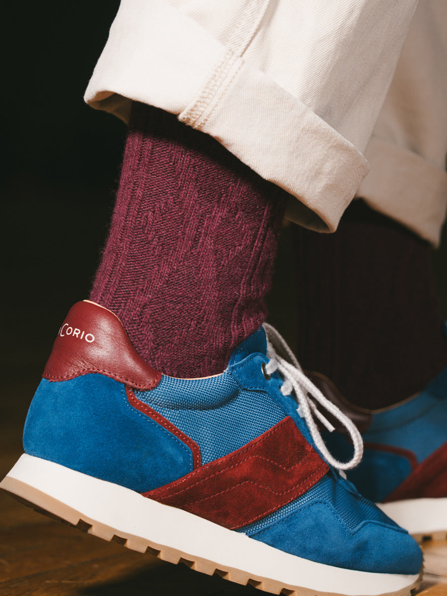 Pétrone chaussettes chaudes maille laine mérinos bordeaux foncé femme#couleur_bordeaux-foncé