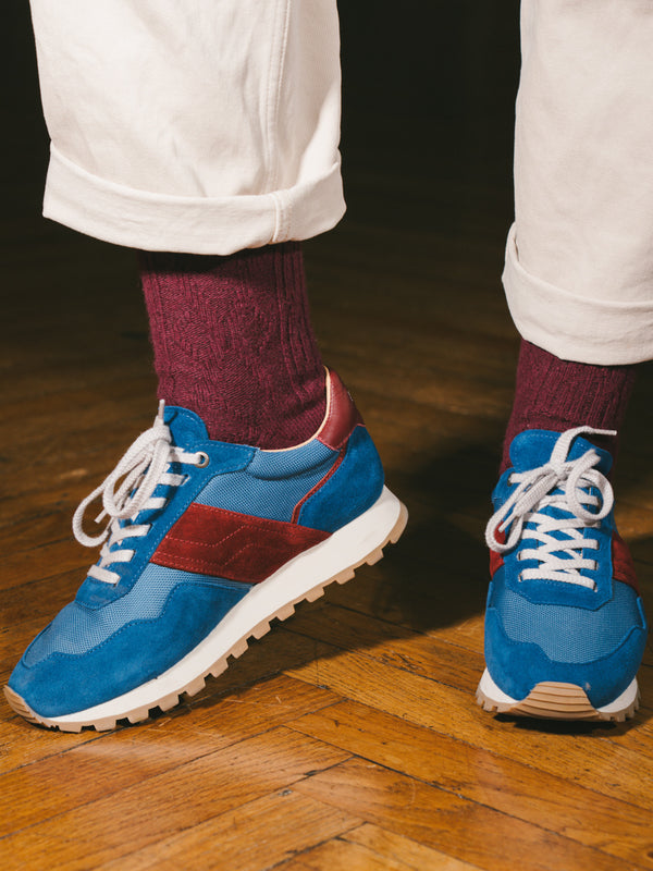 Pétrone chaussettes chaudes maille laine mérinos bordeaux foncé femme#couleur_bordeaux-foncé