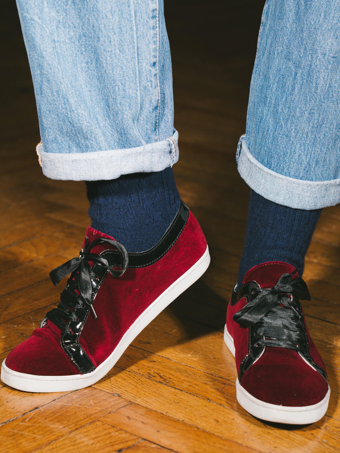 Pétrone chaussettes chaudes maille laine mérinos bleu marine femme#couleur_bleu-marine