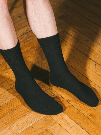 Pétrone chaussettes chaudes maille laine mérinos noir homme#couleur_noir