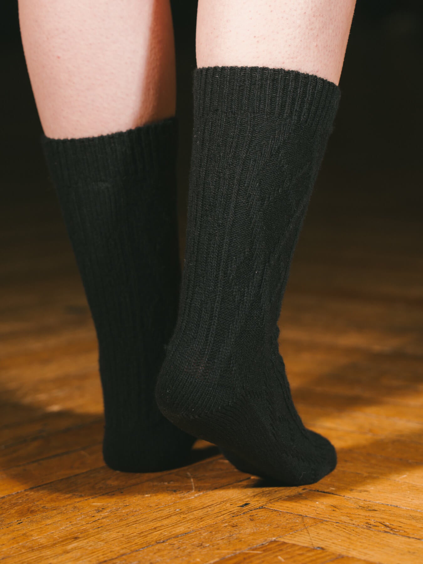 Pétrone chaussettes chaudes maille laine mérinos noir femme#couleur_noir