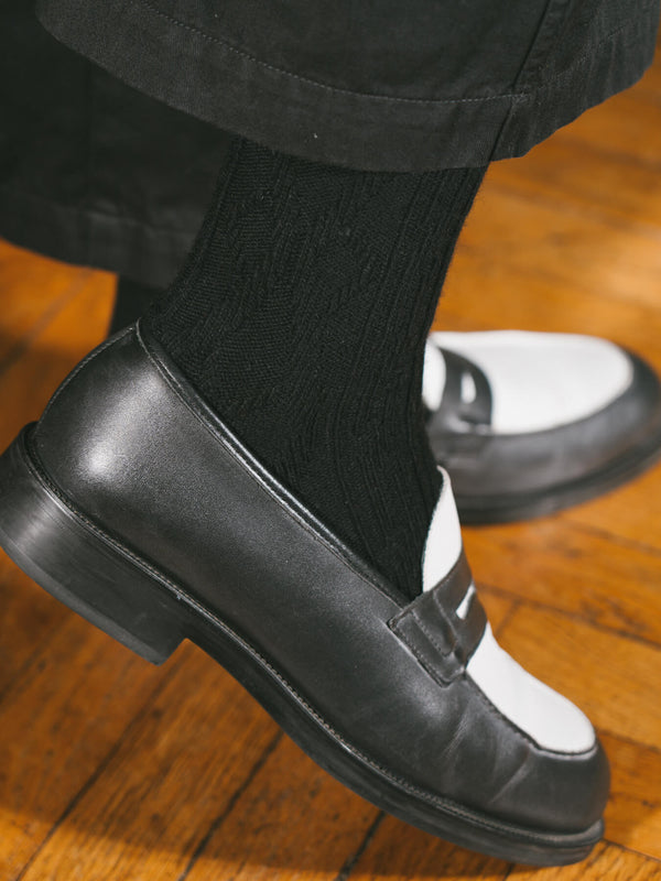 Pétrone chaussettes chaudes maille laine mérinos noir femme#couleur_noir