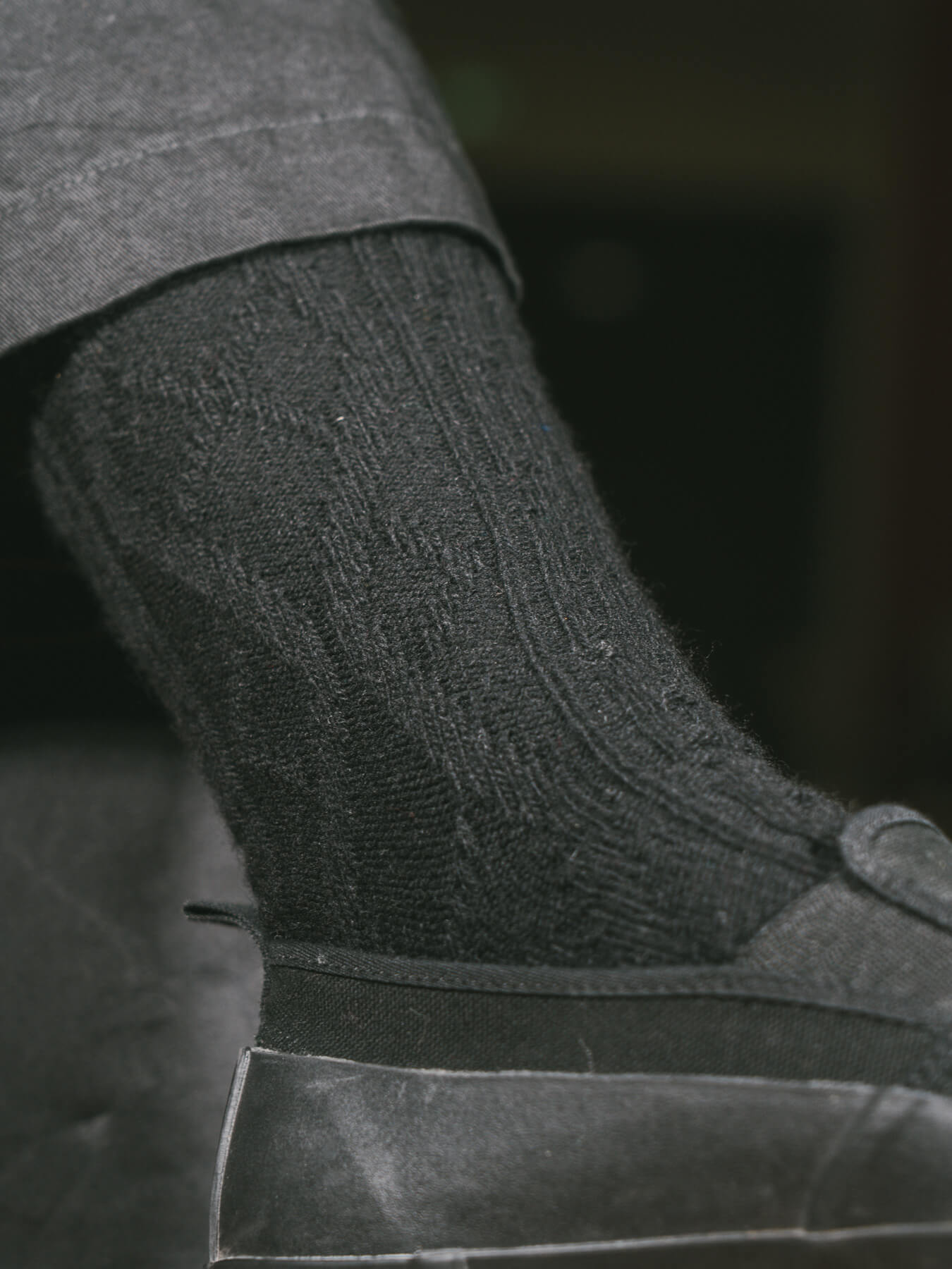 Pétrone chaussettes chaudes maille laine mérinos noir homme#couleur_noir