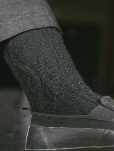 Pétrone chaussettes chaudes maille laine mérinos noir homme#couleur_noir