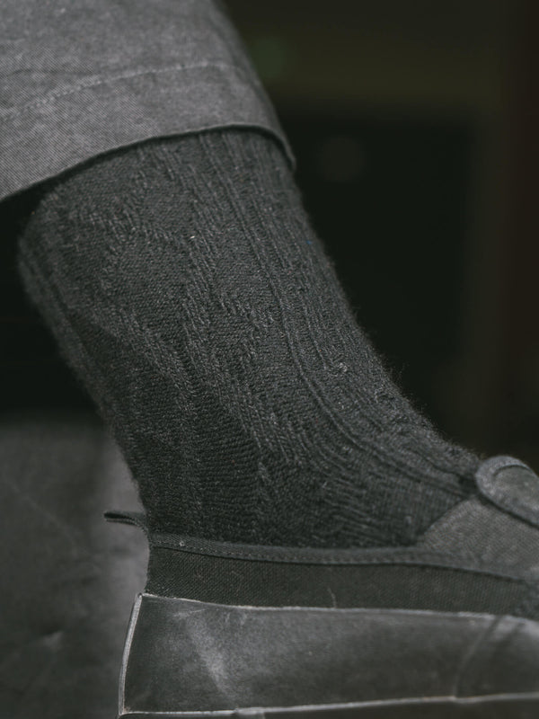 Pétrone chaussettes chaudes maille laine mérinos noir homme#couleur_noir