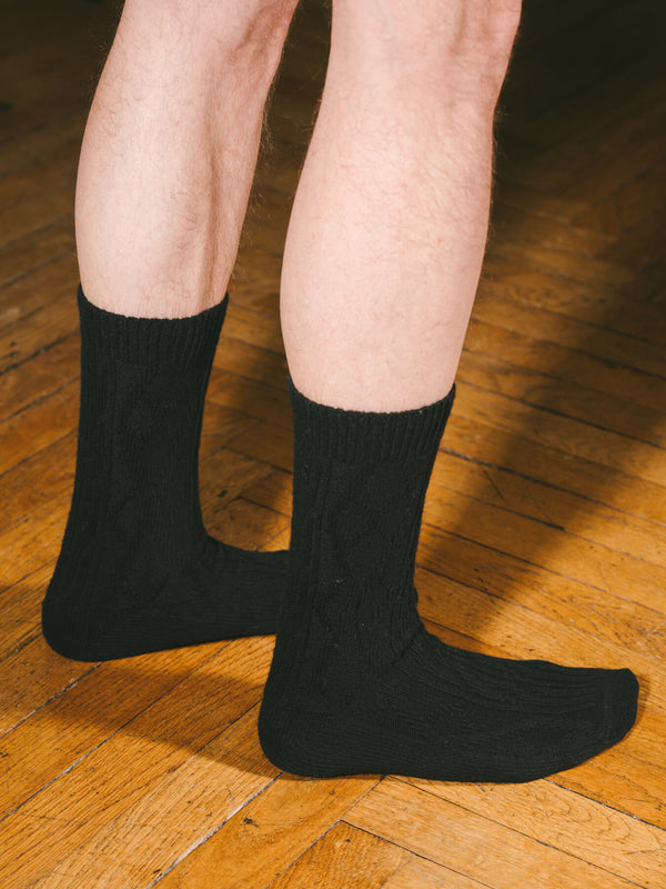 Pétrone chaussettes chaudes maille laine mérinos noir homme#couleur_noir