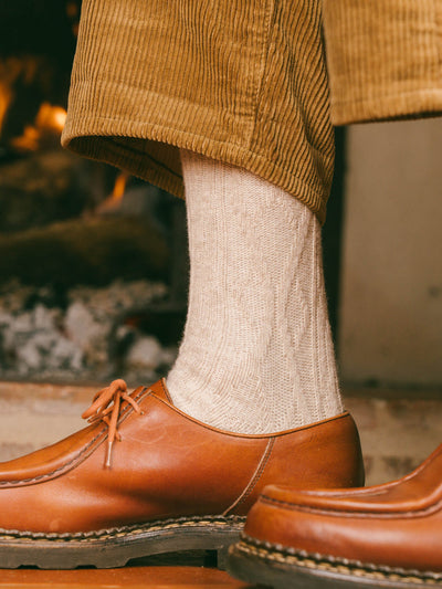 Pétrone chaussettes chaudes maille laine mérinos beige homme#couleur_beige