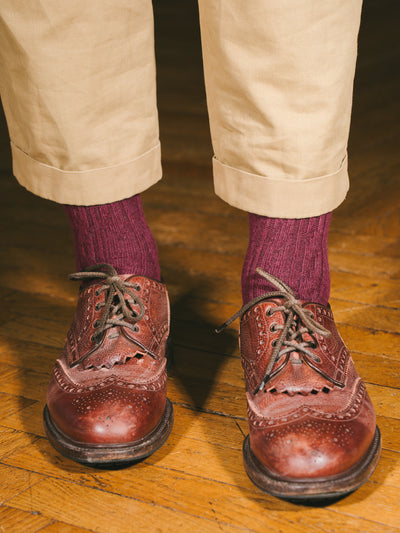 Pétrone chaussettes chaudes maille laine mérinos bordeaux foncé homme#couleur_bordeaux-foncé