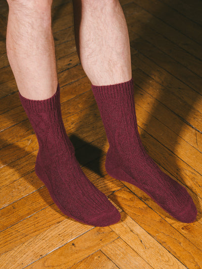 Pétrone chaussettes chaudes maille laine mérinos bordeaux foncé homme#couleur_bordeaux-foncé