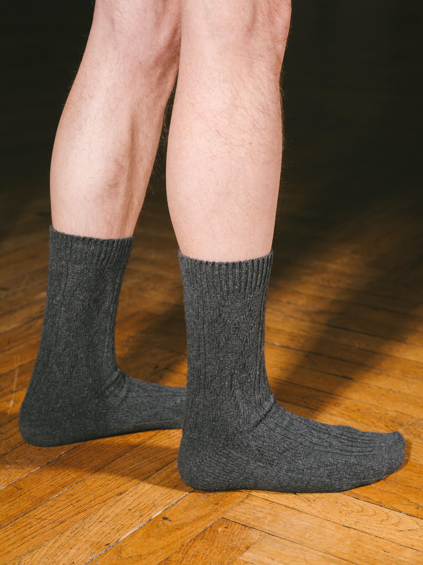 Pétrone chaussettes chaudes maille laine mérinos gris anthracite homme#couleur_gris-anthracite