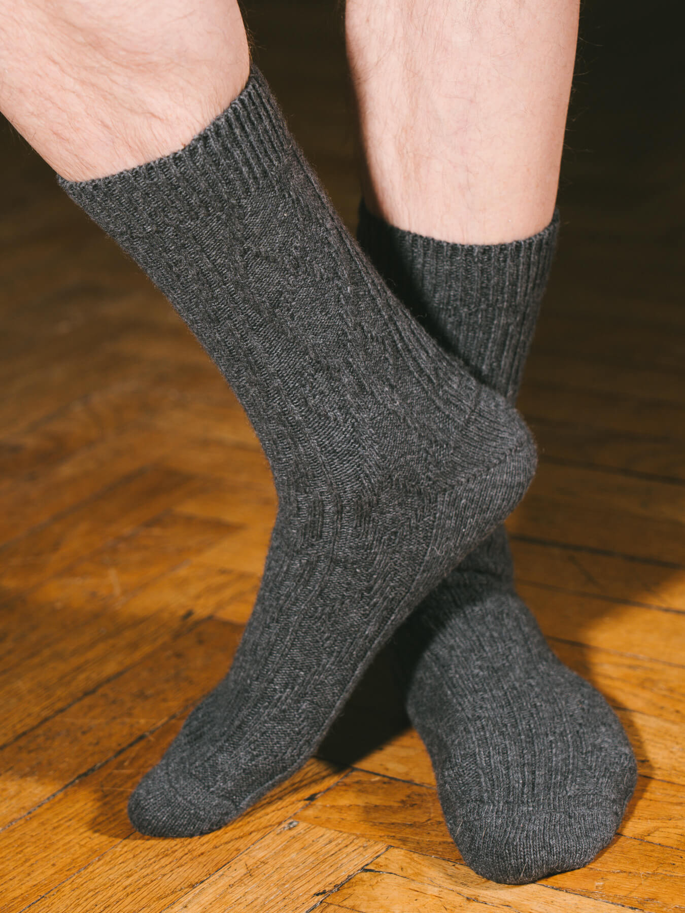 Pétrone chaussettes chaudes maille laine mérinos gris anthracite homme#couleur_gris-anthracite