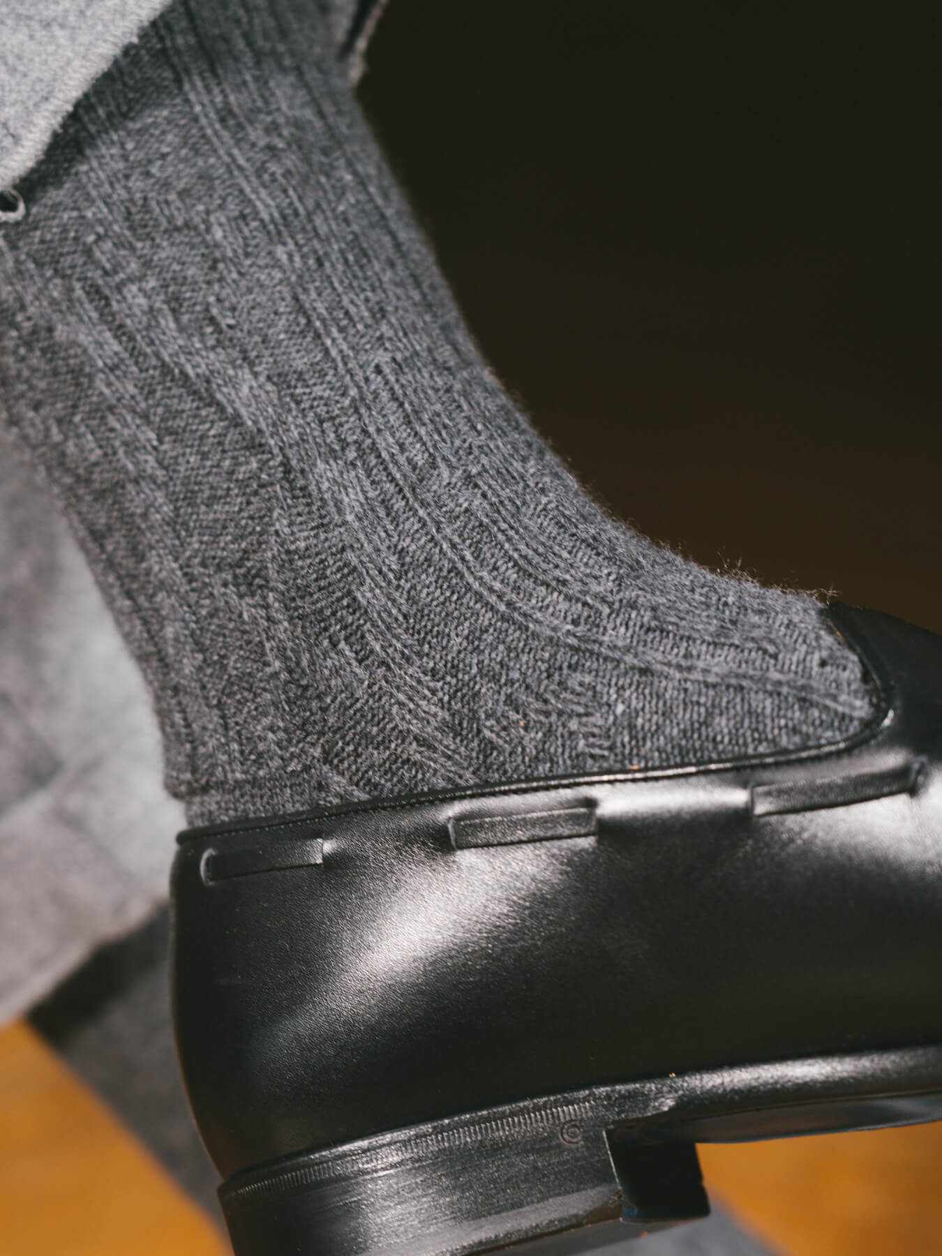 Pétrone chaussettes chaudes maille laine mérinos gris anthracite homme#couleur_gris-anthracite