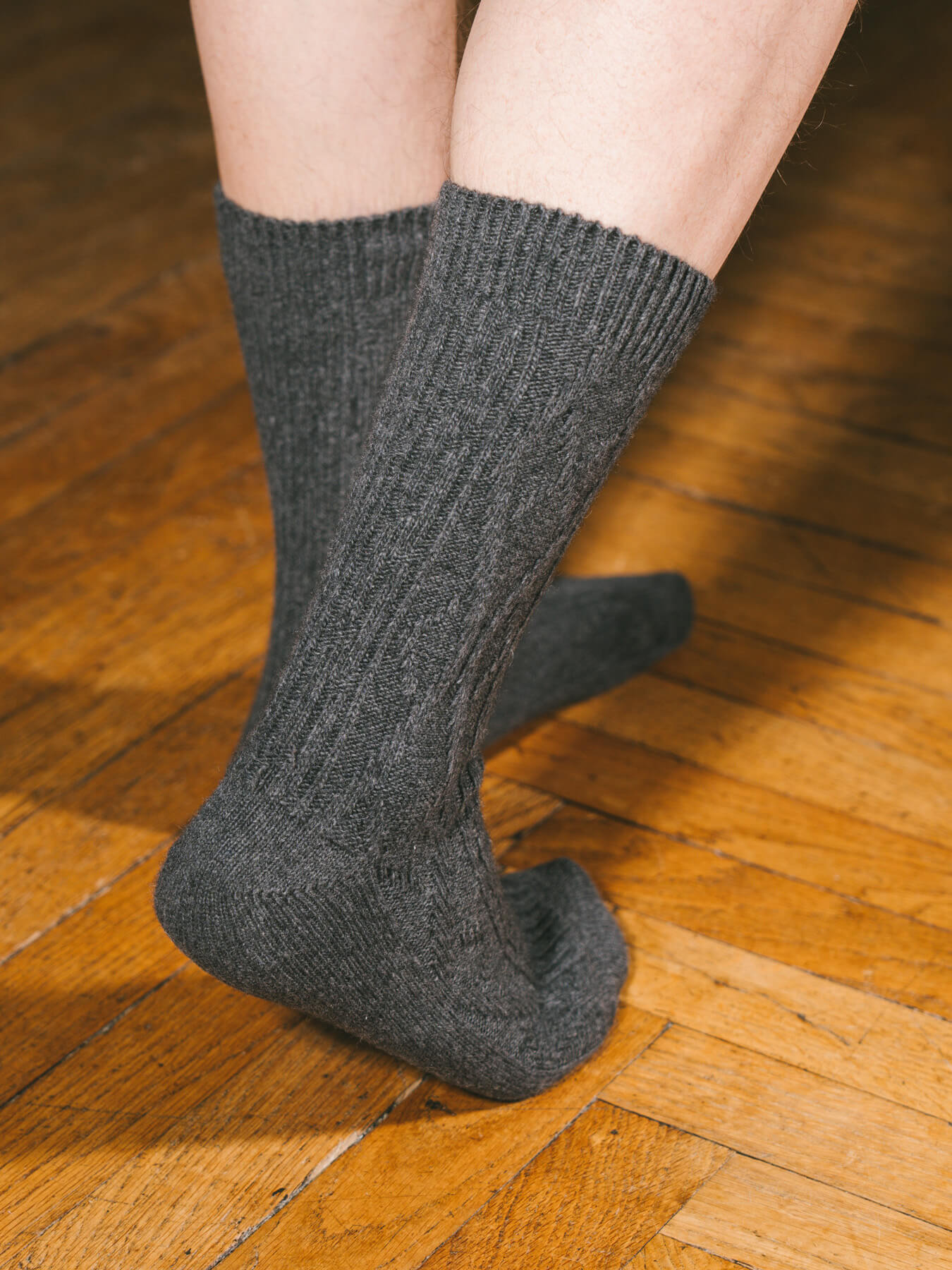 Pétrone chaussettes chaudes maille laine mérinos gris anthracite homme#couleur_gris-anthracite