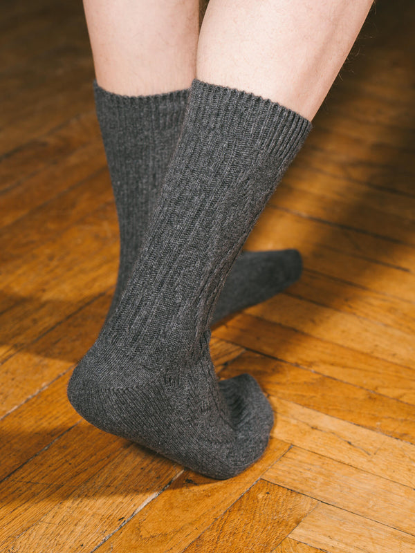 Pétrone chaussettes chaudes maille laine mérinos gris anthracite homme#couleur_gris-anthracite