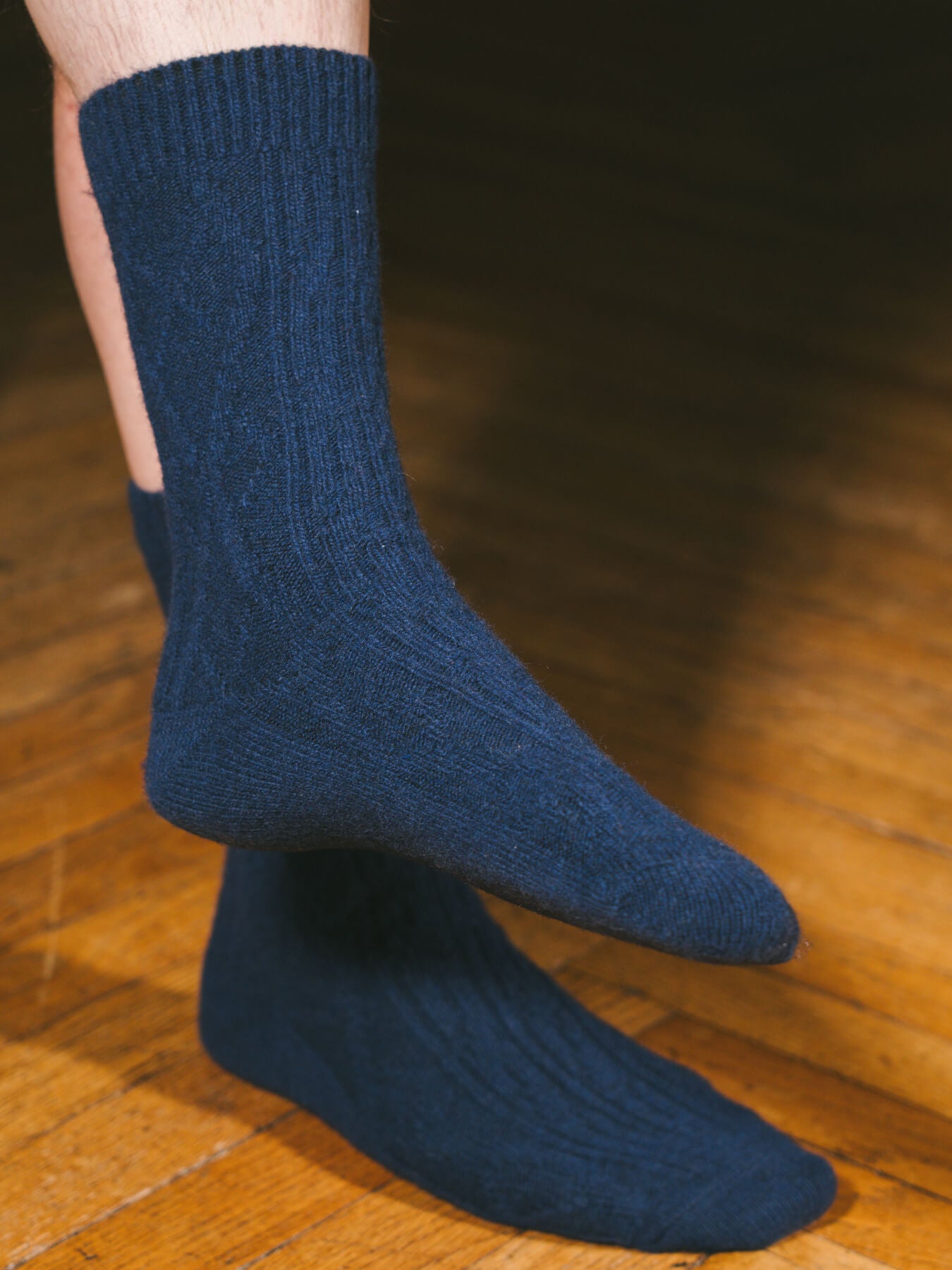 Pétrone chaussettes chaudes maille laine mérinos bleu marine homme#couleur_bleu-marine