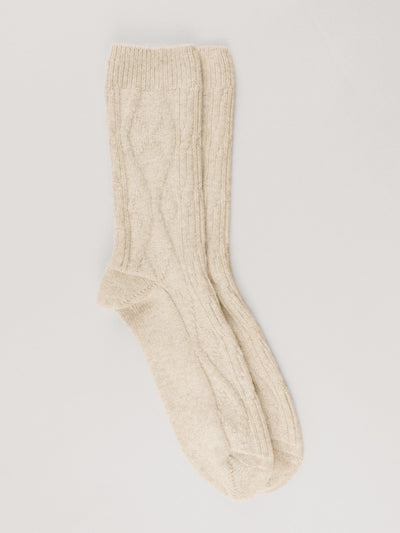 Pétrone chaussettes chaudes maille laine mérinos beige femme#couleur_beige