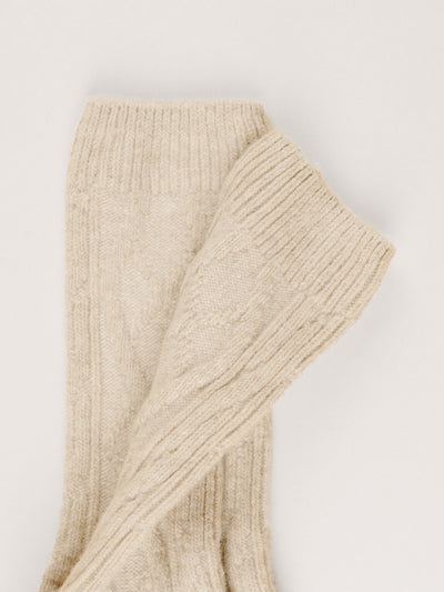 Pétrone chaussettes chaudes maille laine mérinos beige femme#couleur_beige