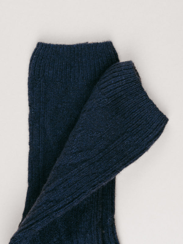 Pétrone chaussettes chaudes maille laine mérinos bleu marine femme#couleur_bleu-marine