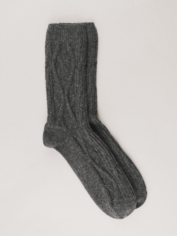 Pétrone chaussettes chaudes maille laine mérinos gris anthracite femme#couleur_gris-anthracite