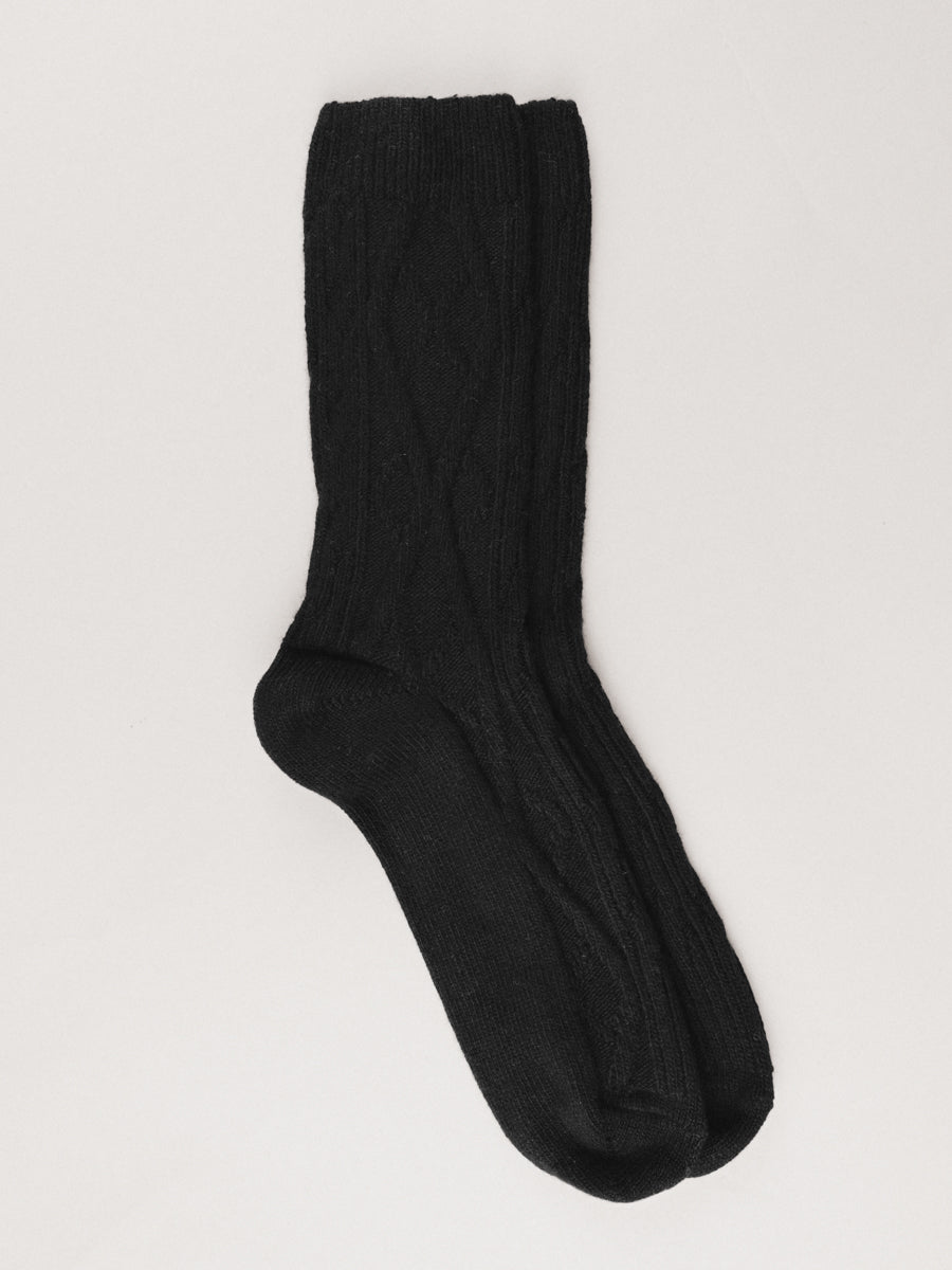 Pétrone chaussettes chaudes maille laine mérinos noir femme#couleur_noir