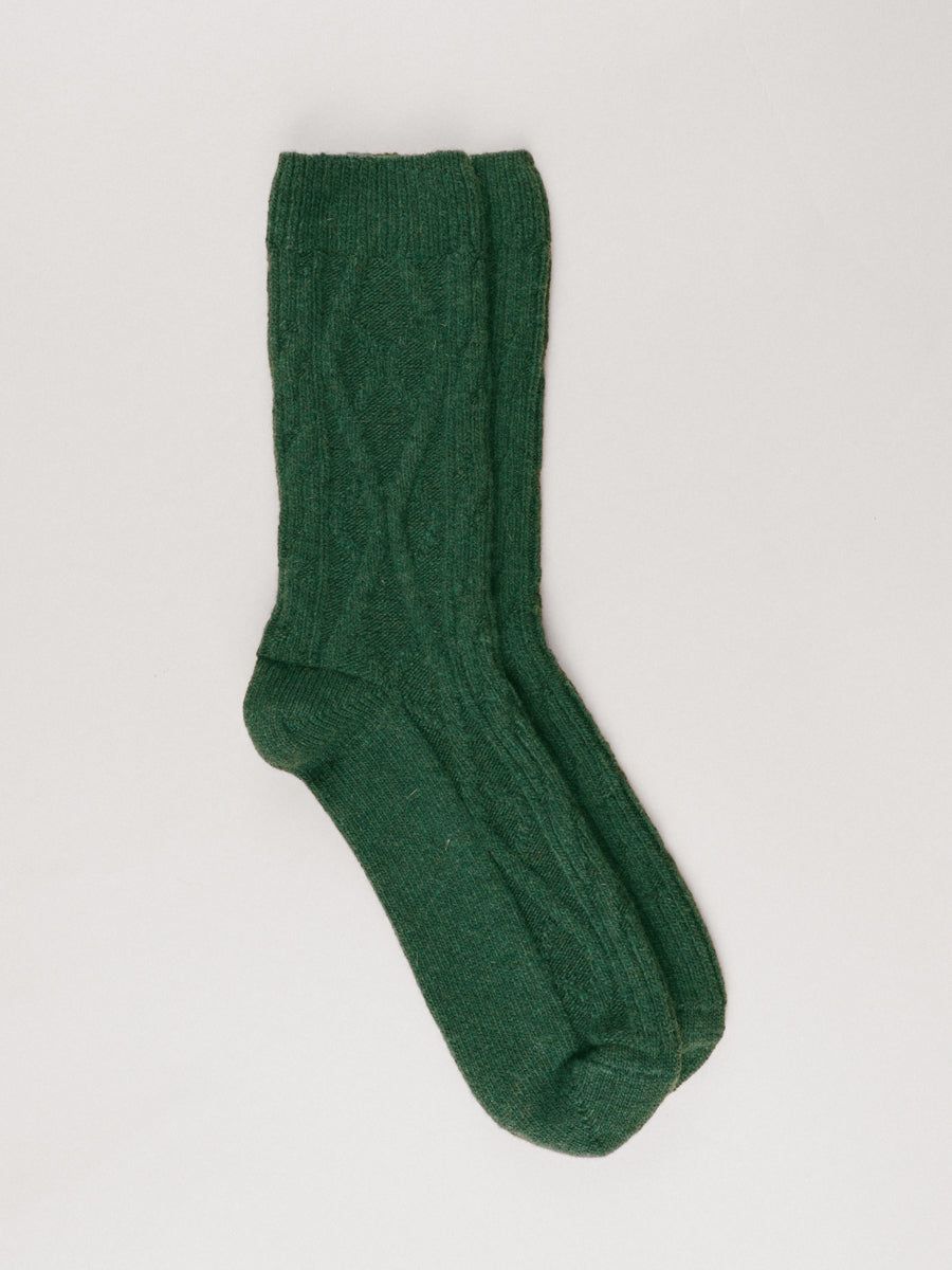 Pétrone chaussettes chaudes maille laine mérinos vert homme#couleur_vert