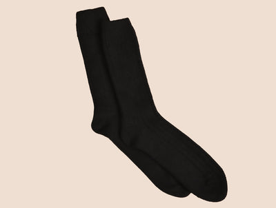 Pétrone chaussettes laine mérinos  épaisse maille cotelées noir homme#couleur_noir