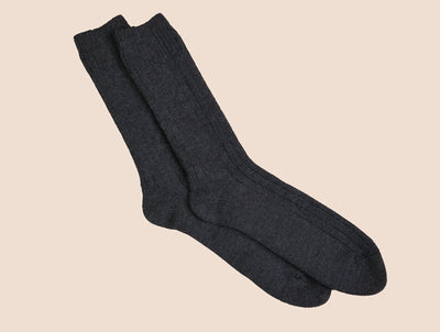 Pétrone chaussettes laine mérinos  épaisse maille cotelées gris anthracite homme#couleur_gris-anthracite