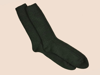 Pétrone chaussettes laine mérinos  épaisse maille cotelées vert homme#couleur_vert