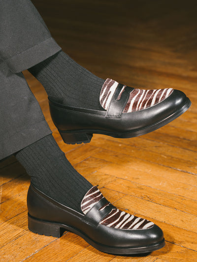 Pétrone mi-bas laine mérinos noir femme#couleur_noir