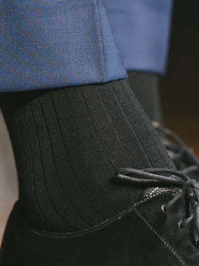 Pétrone mi-bas laine mérinos noir homme#couleur_noir