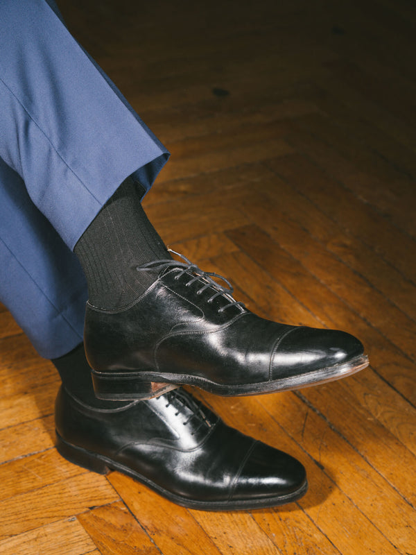 Pétrone mi-bas laine mérinos noir homme#couleur_noir