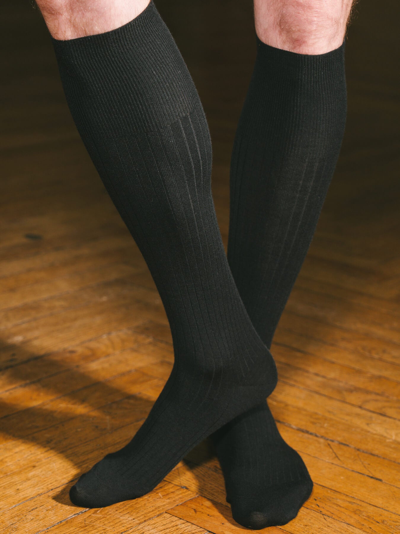 Pétrone mi-bas laine mérinos noir homme#couleur_noir