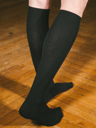 Pétrone mi-bas laine mérinos noir homme#couleur_noir