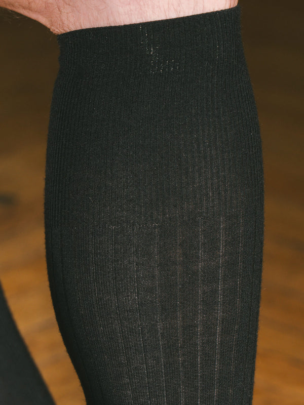 Pétrone mi-bas laine mérinos noir homme#couleur_noir