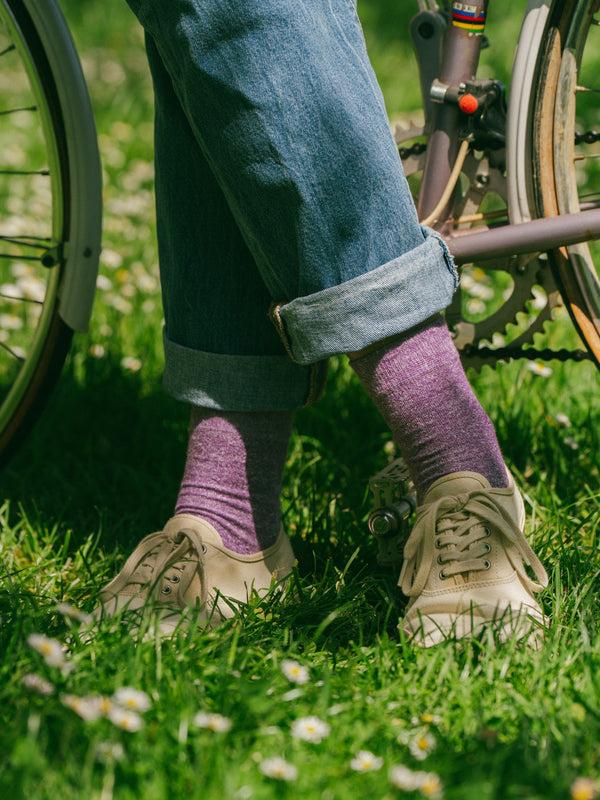Pétrone chaussettes lin coton lilas chiné femme#couleur_lilas-chiné