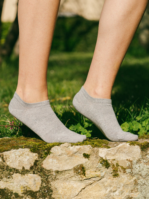 Pétrone socquettes lin coton gris femme#couleur_gris-clair