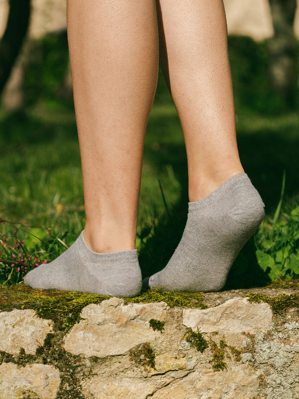 Pétrone socquettes lin coton gris femme#couleur_gris-clair