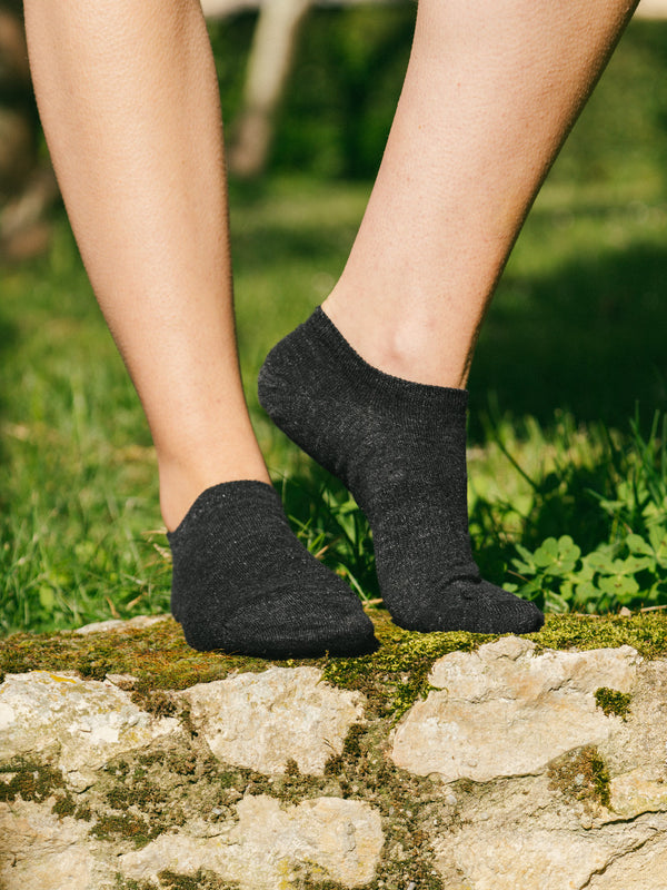 Pétrone socquettes lin coton noir femme#couleur_noir