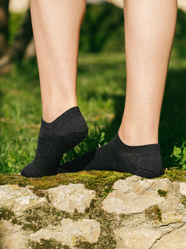 Pétrone socquettes lin coton noir femme#couleur_noir