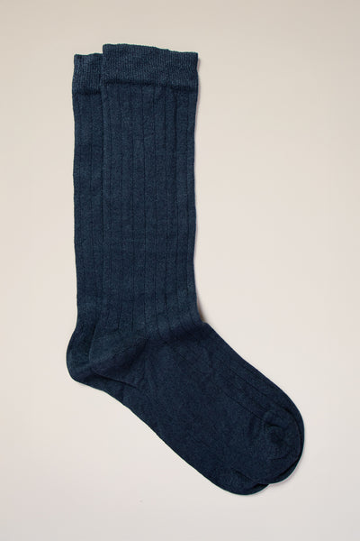 Chaussettes côtelées lin & coton