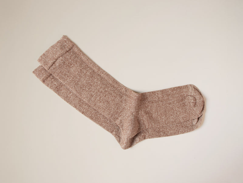 Petrone-chaussettes-lin-coton-homme-terracotta chiné#couleur_terracotta-chiné 