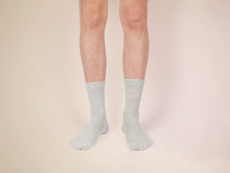 Petrone-chaussettes-lin-coton-homme-gris chiné#couleur_gris-clair-chiné