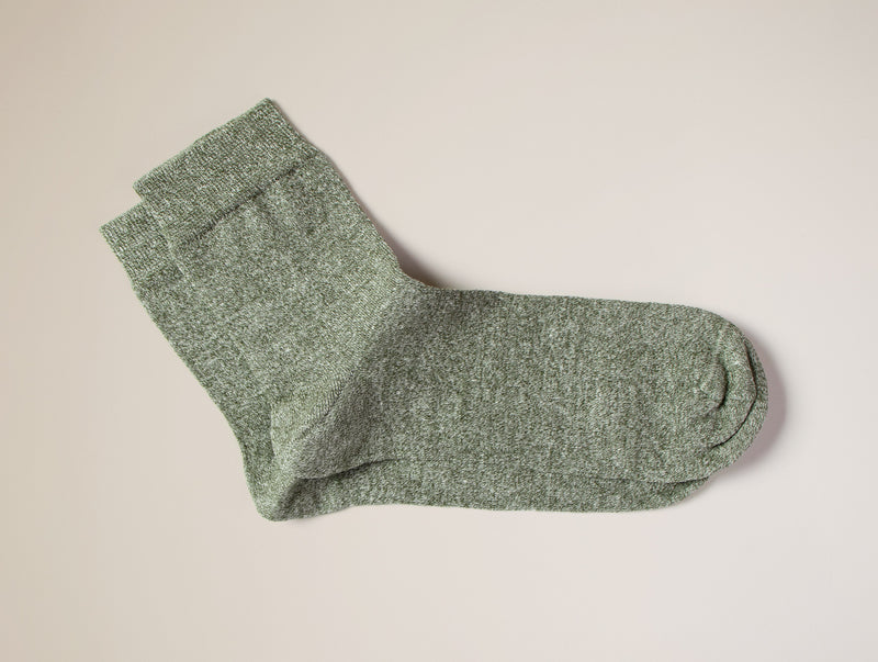 Petrone-chaussettes-lin-coton-homme-vert kaki chiné#couleur_vert-kaki-chiné