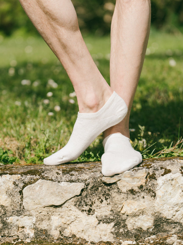 Pétrone socquettes lin coton blanc homme#couleur_blanc