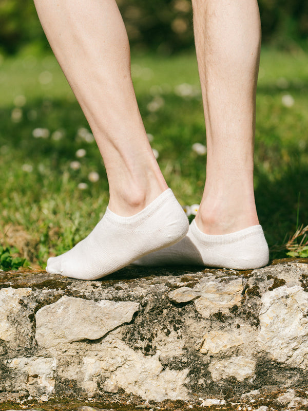 Pétrone socquettes lin coton blanc homme#couleur_blanc