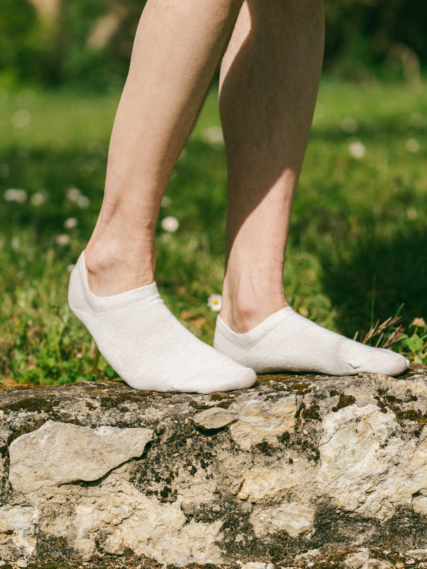 Pétrone socquettes lin coton blanc homme#couleur_blanc
